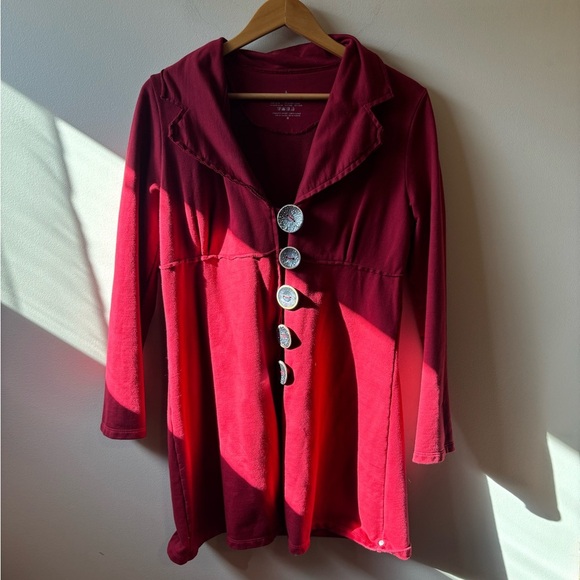 Neon Buddha Red Button Up Jacket - Picture 1 of 10